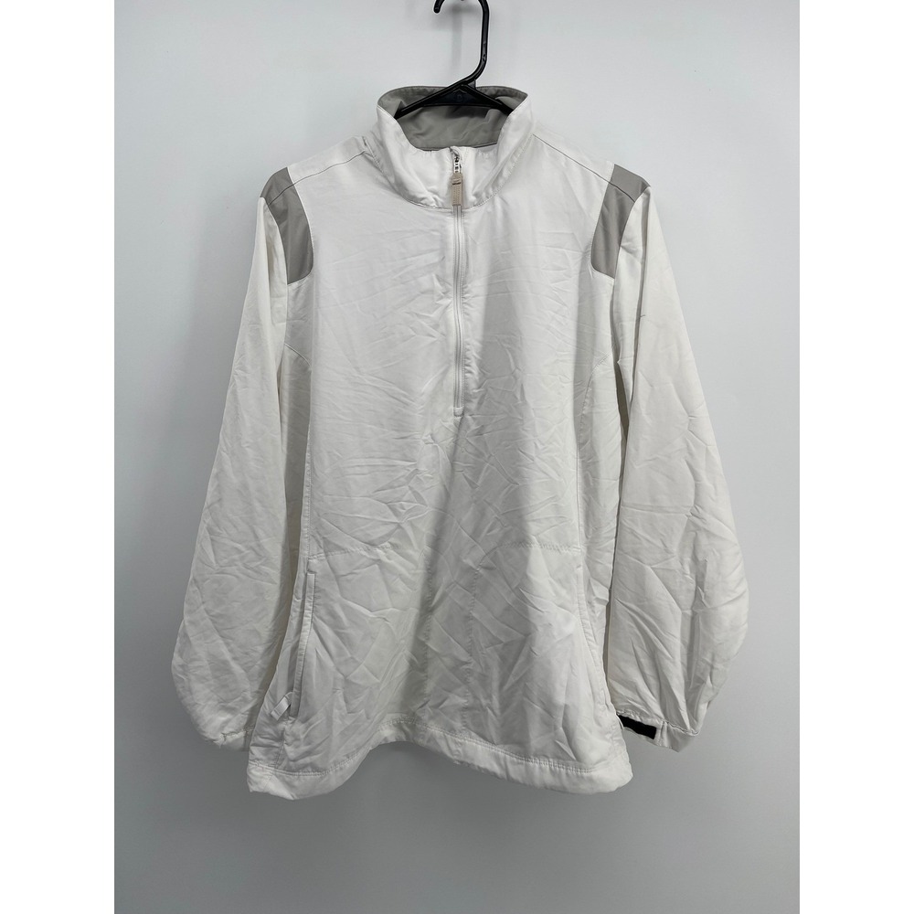 Nike Golf Womens XL White Gray Quarter Zip Windbreaker Pullover Jacket